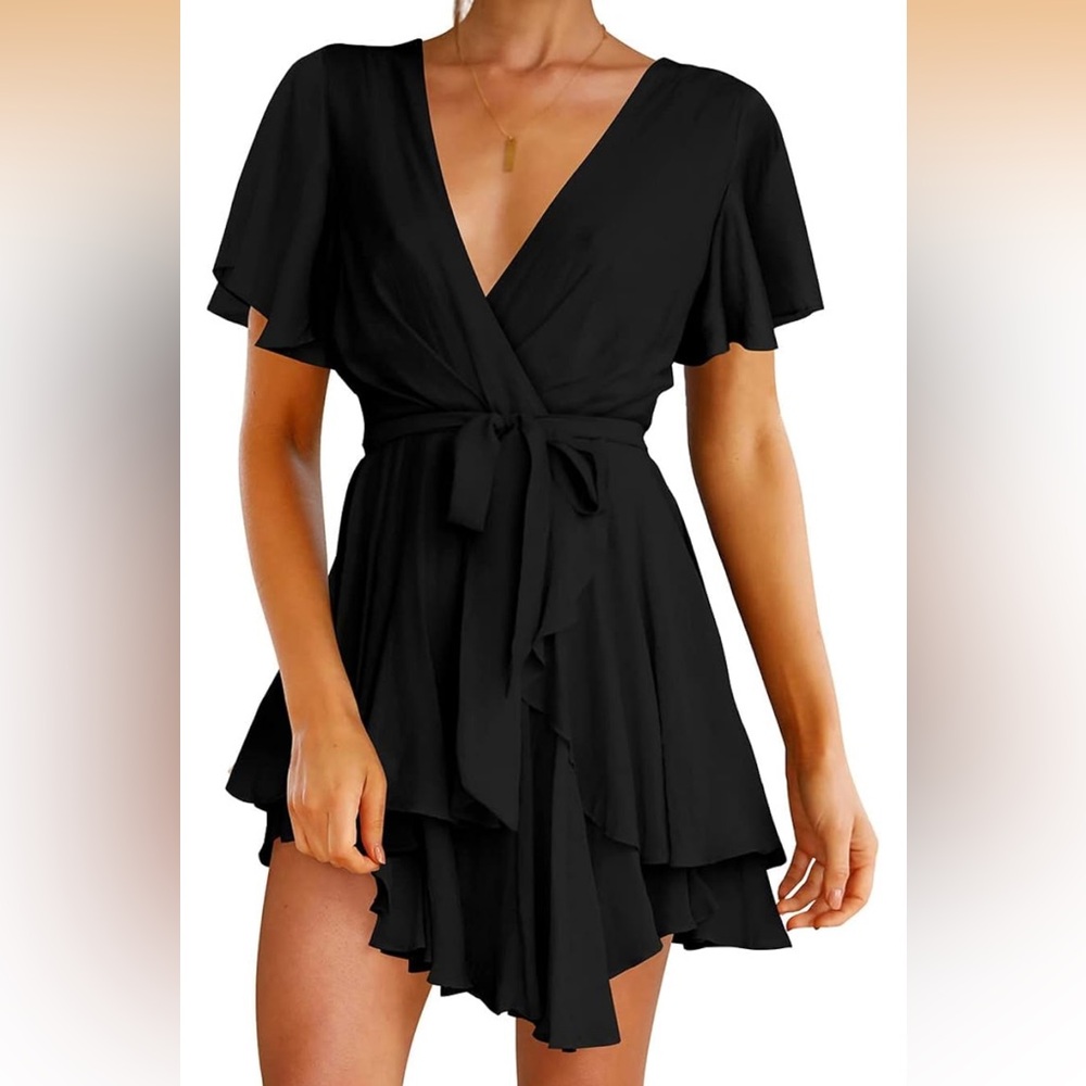 Elegant Black Dress - Tie Waist - 2X